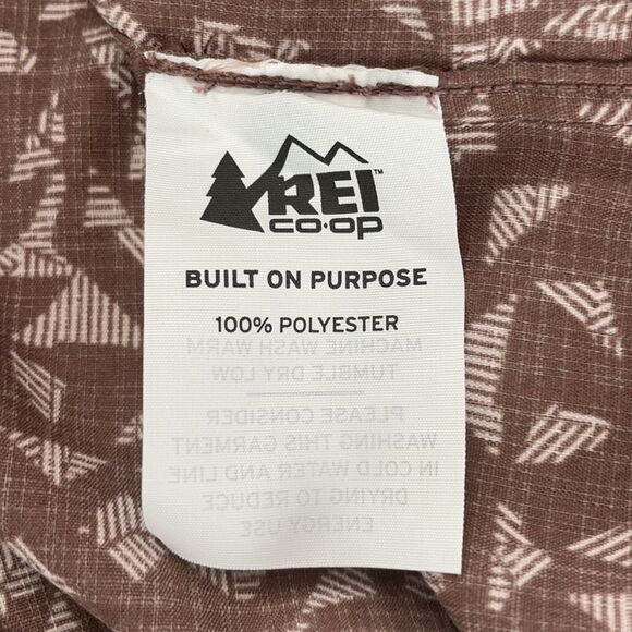 REI Long Sleeve Button Down Brown Shirt With Geometric Pattern. Size Large. - Picture 10 of 12